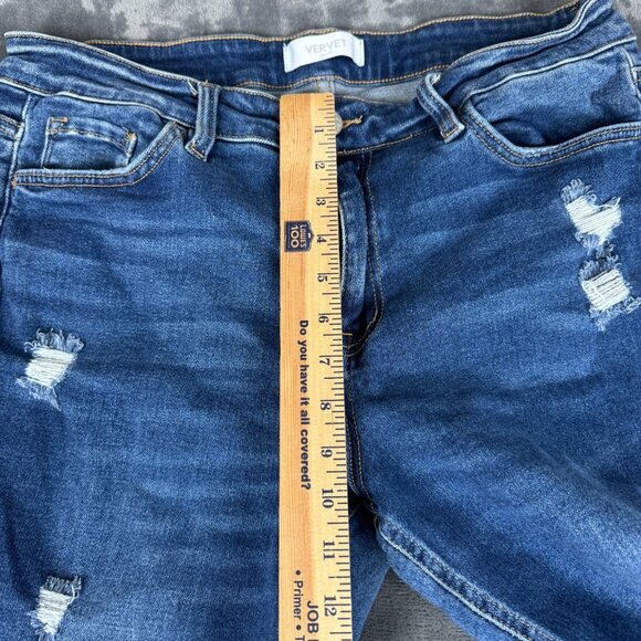 Vervet Jeans Womens 14 Blue Distressed Skinny High Rise Raw Hem Stretch Denim - Picture 9 of 13